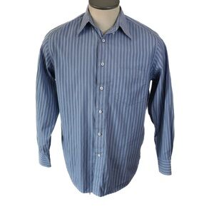 Hugo Boss Black Label Blue Pinstripe Shirt Regular Fit Long Sleeve Size 15 30/31